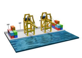 3d rendering of a container terminal png