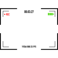 Camera screen frame. shutter shot. record analog audio. png