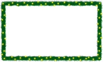 Christmas wreath with lights border frame. Christmas rectangles border frame. Merry Christmas and happy New Years png