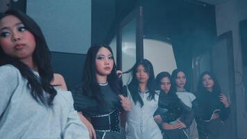 Stylish Group of Young Women Posing in Modern Setting video