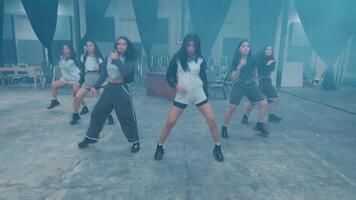 Dynamic Dance Performance in Foggy Atmosphere video