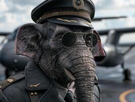 Elephant military officer in uniform photo