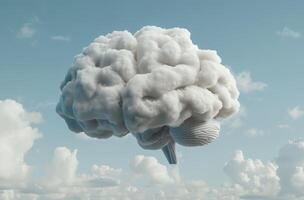 Surreal cloud brain floating in the sky photo