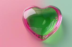 vibrant heart shaped glass container with green liquid photo