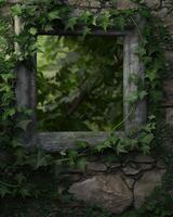Ivy covered stone wall frame photo