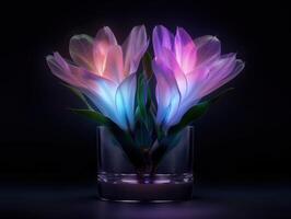 Vibrant floral arrangement in glass vase photo