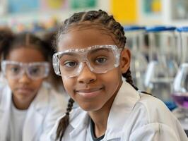 young student in science lab photo