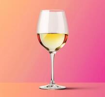 glass of white wine on colorful background photo