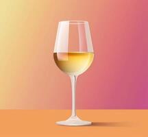 Glass of white wine on gradient background photo