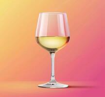 Glass of white wine on colorful gradient background photo