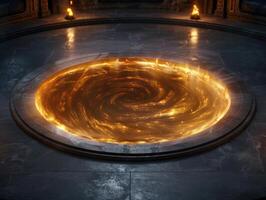 Mesmerizing golden swirl on a dark surface photo