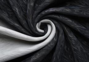 Swirling black and white fabric pattern photo