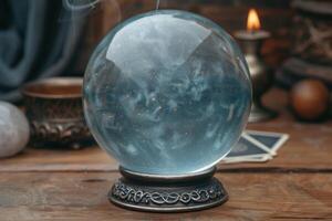 Mystical crystal ball with ethereal glow photo