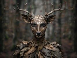Mystical deer spirit in the forest photo