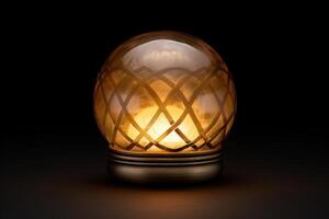 Glowing glass sphere with intricate patterns photo