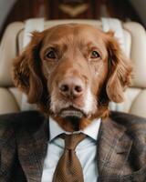 Serious dog in business attire photo