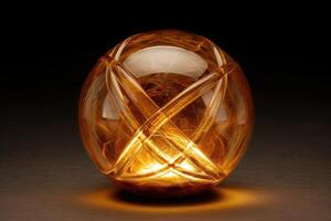 Glowing glass sphere with intricate patterns photo