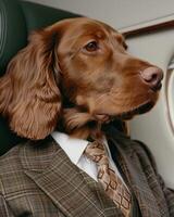 Sophisticated dog in suit and tie photo