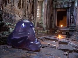 Mysterious glowing creature in abandoned building photo