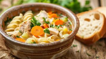Hearty homemade chicken noodle soup photo