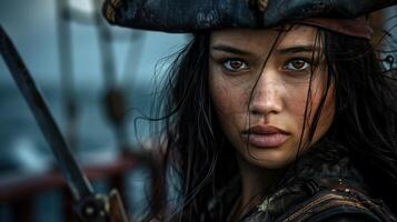 Intense gaze of a determined warrior photo