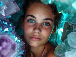 Enchanted crystal fairy with sparkling eyes photo