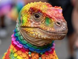 Colorful chameleon close up photo
