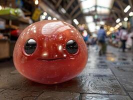 Cute and whimsical plush toy with large eyes and smiling expression photo