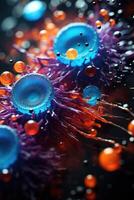 Vibrant abstract macro photography of colorful bubbles photo