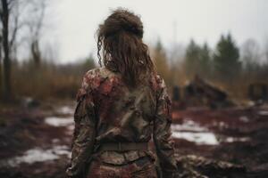 Adventurous hiker exploring the wilderness photo