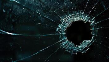 Shattered glass texture with dark background photo