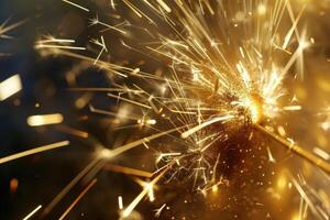 Sparkling golden fireworks display photo