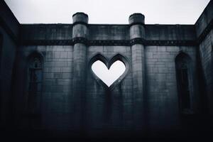 gothic architecture with heart shaped window photo