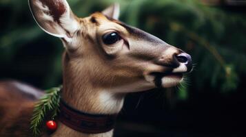close up portrait of a deer in nature photo
