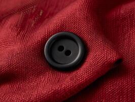close up of a black button on a red fabric photo
