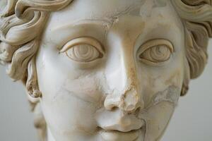 ancient marble statue face close up photo