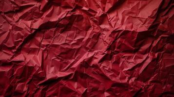 Crumpled red paper texture background photo