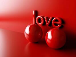 love symbol with red apples photo