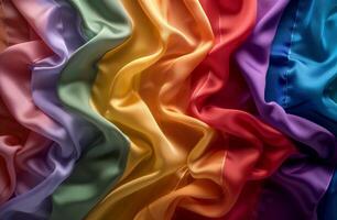 Vibrant rainbow colored fabric abstract background photo