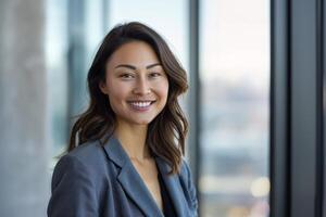 Smiling woman in business attire photo