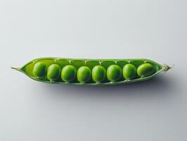 Fresh green pea pod on plain background photo