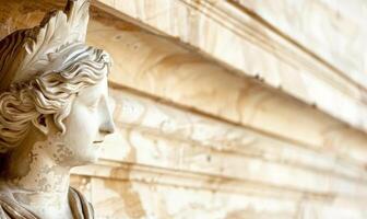 ancient marble statue in ornate architectural setting photo