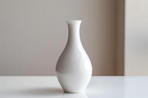 elegant white ceramic vase on minimalist background photo