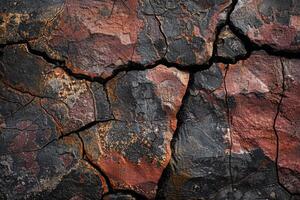 Textured rock surface with cracks and patterns photo