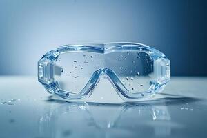 Protective goggles with water droplets photo