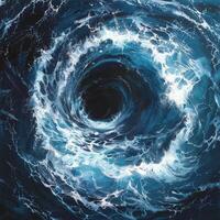 Swirling ocean vortex with crashing waves photo