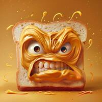 angry monster face made of bread and peanut butter photo