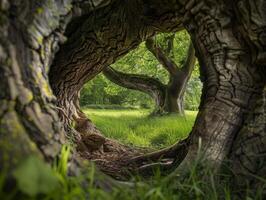enchanting forest scene through a natural frame photo