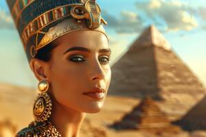 ancient egyptian queen portrait in the desert photo