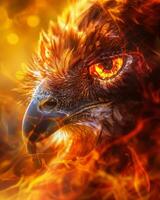 Fiery eagle eye close up photo